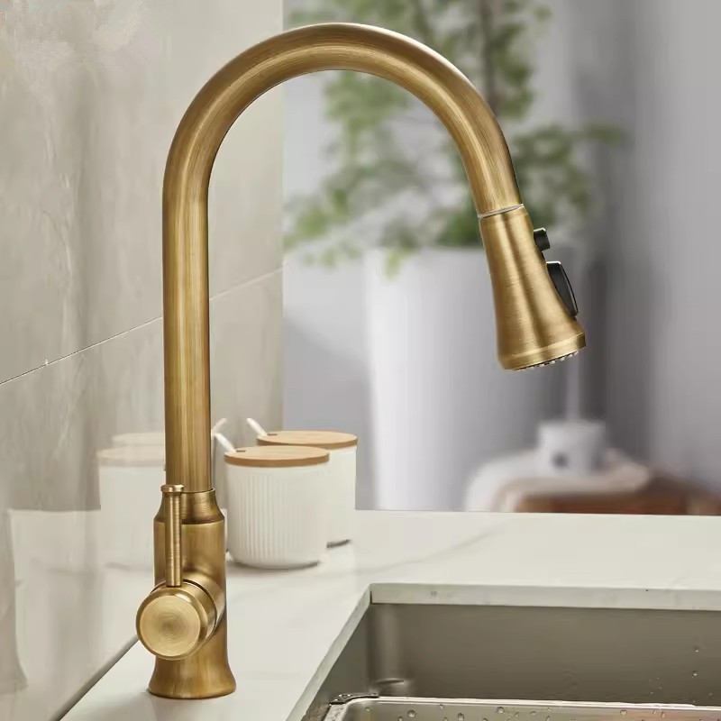 Kitchen Appliances Germany - Tuqiu антикварный выдвижной кухонный смеситель, латунный